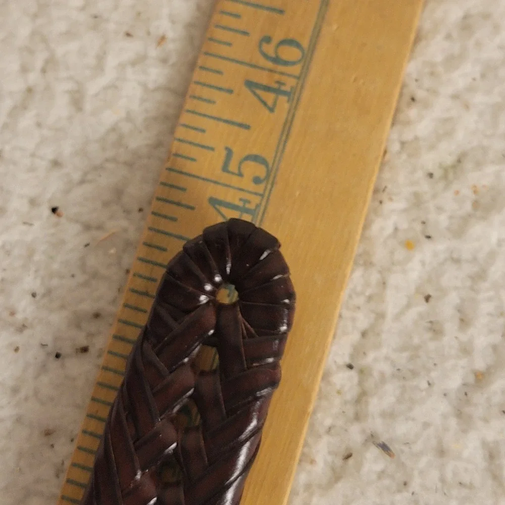 Club Monaco Braided Woven Leather Belt Mens 45 Dark Brown Excellent Preppy Class